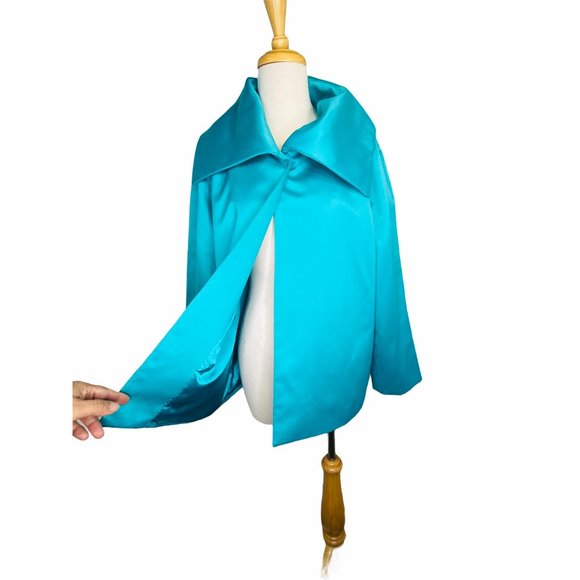 Adrienne Landau Swing Jacket Blazer Shawl Collar Satiny Material Women Vintage S - Picture 5 of 10